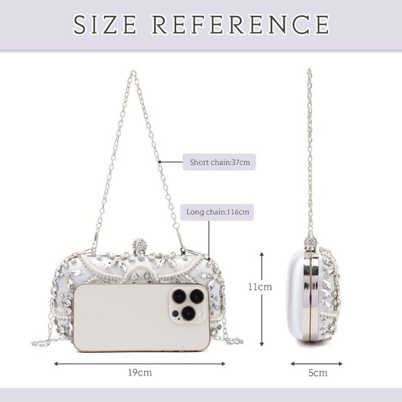 Women Beaded Clutch Evening Bag Fashion Rhinestone Diamond Wedding Handbag Brida - Picture 2 of 8